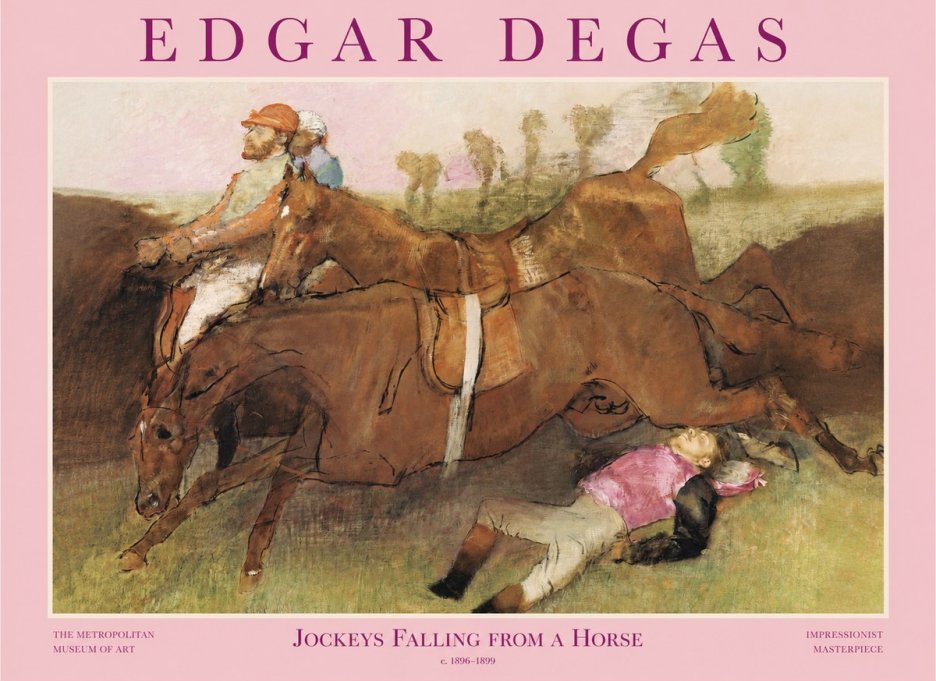 Edgar Degas Jockeys Falling from a Horse No1 - Affiche