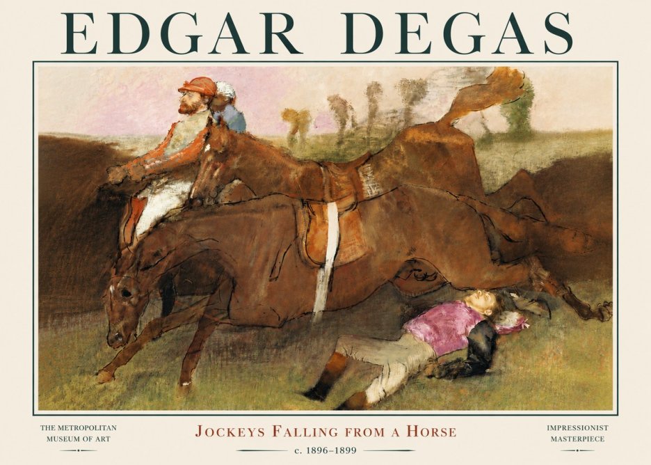 Edgar Degas Jockeys Falling from a Horse No3 - Affiche