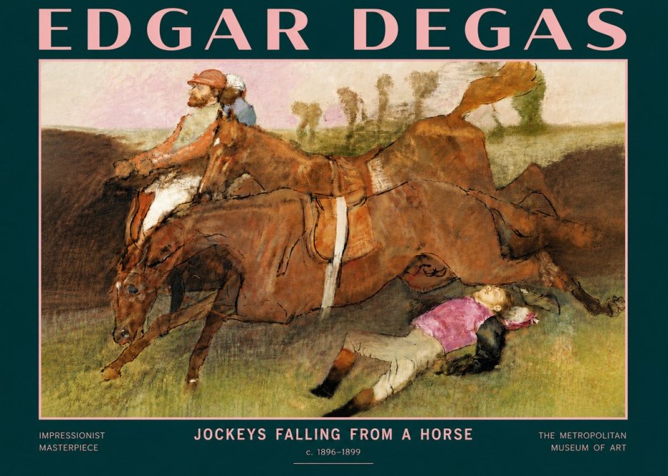 Edgar Degas Jockeys Falling from a Horse No4 - Affiche