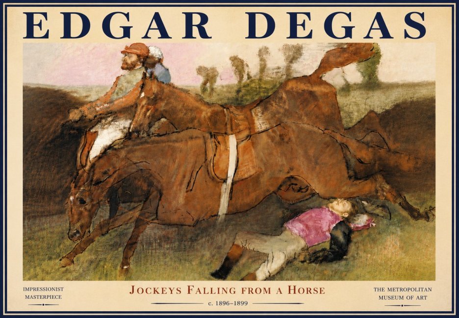 Edgar Degas Jockeys Falling from a Horse No5 - Affiche