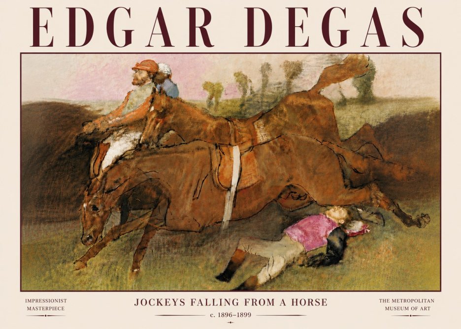 Edgar Degas Jockeys Falling from a Horse No6 - Affiche