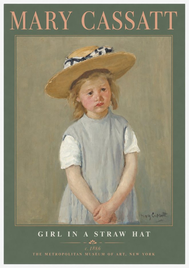Mary Cassatt Girl in a Straw Hat No2 - Affiche