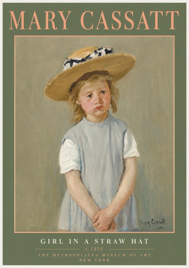 Mary Cassatt Girl in a Straw Hat No5 - Affiche