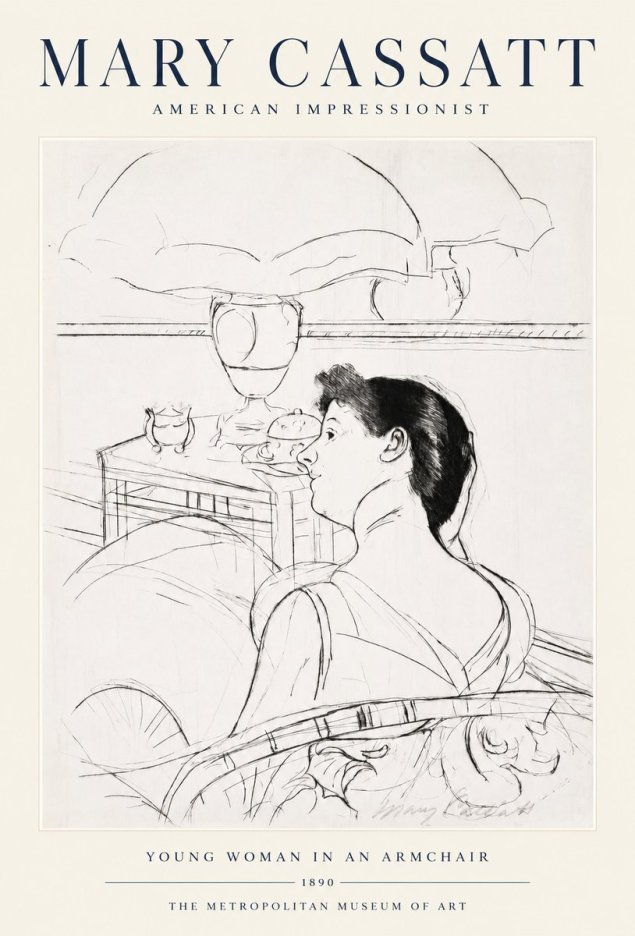 Mary Cassatt Young Woman in an Armchair No1 - Affiche