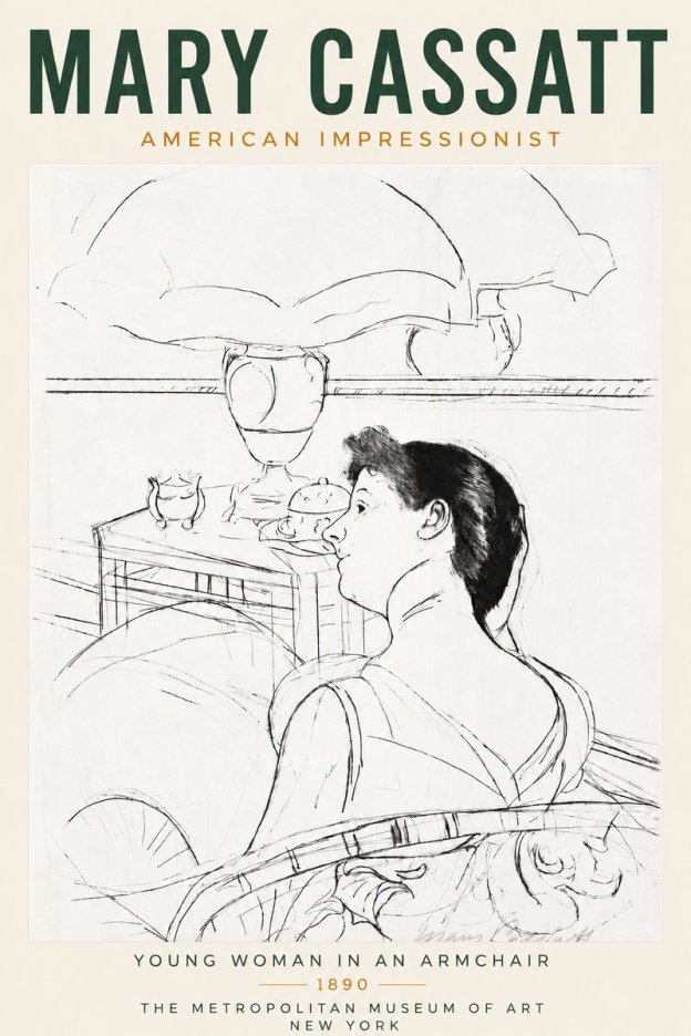 Mary Cassatt Young Woman in an Armchair No3 - Affiche