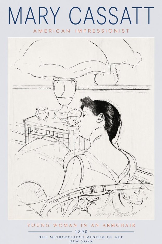 Mary Cassatt Young Woman in an Armchair No6 - Affiche