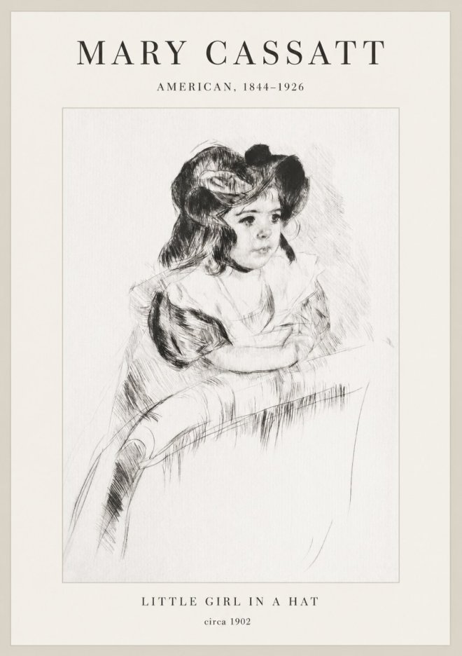 Mary Cassatt Little Girl in a Hat No1 - Affiche