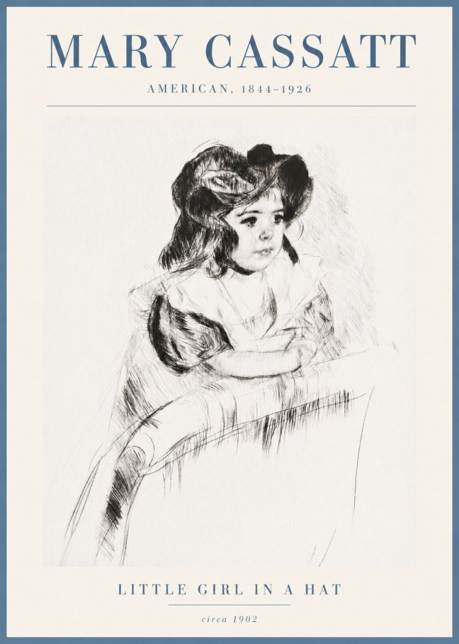 Mary Cassatt Little Girl in a Hat No3 - Affiche