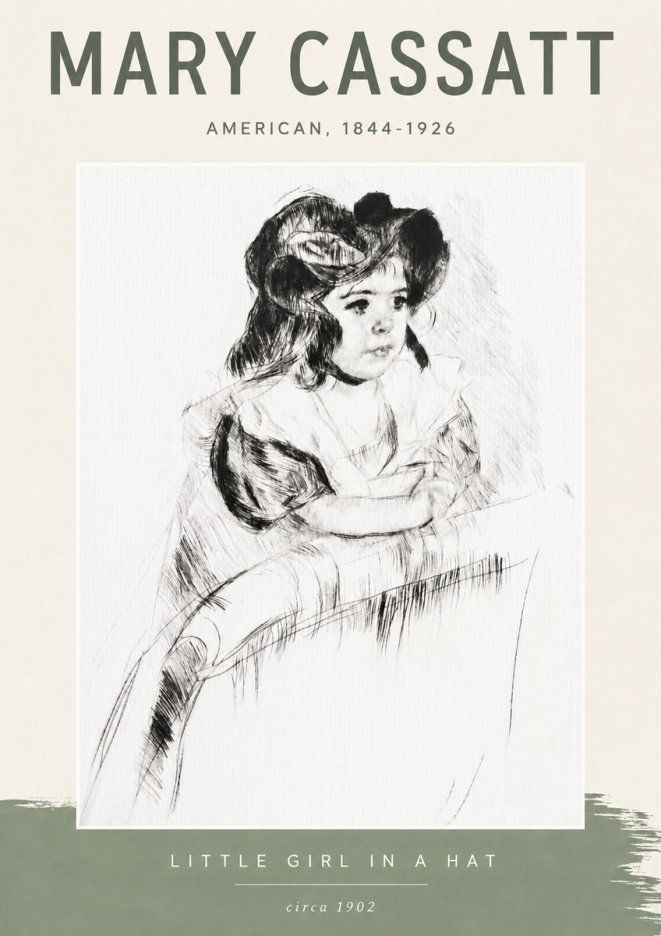 Mary Cassatt Little Girl in a Hat No6 - Affiche