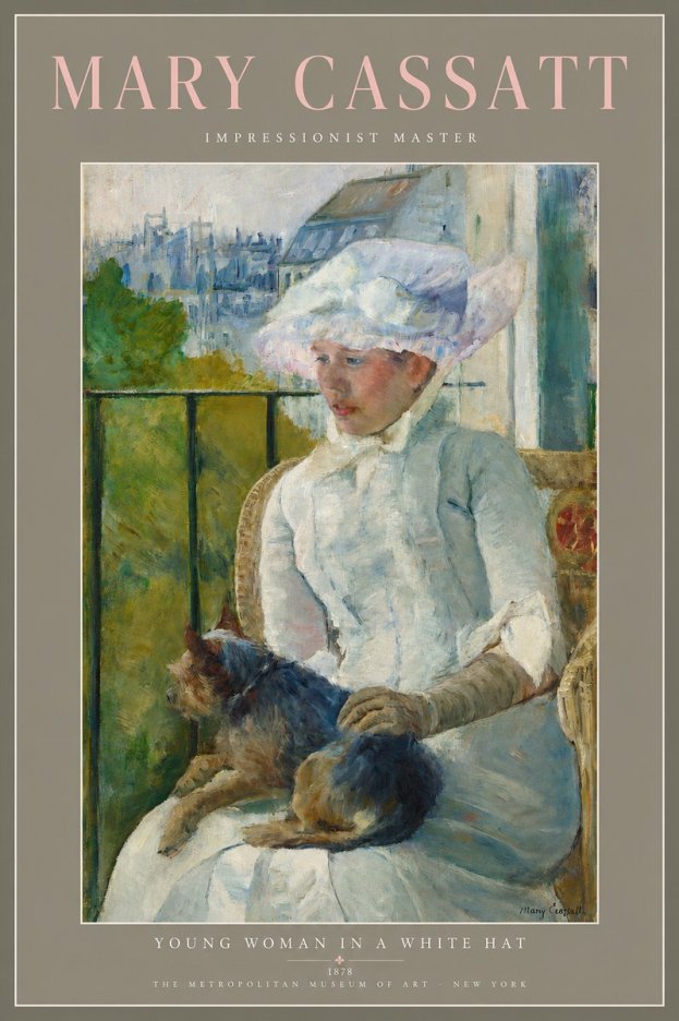 Mary Cassatt Young Woman in a White Hat No2 - Affiche