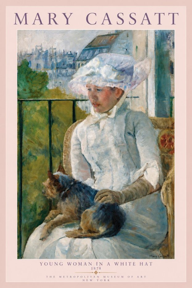 Mary Cassatt Young Woman in a White Hat No3 - Affiche