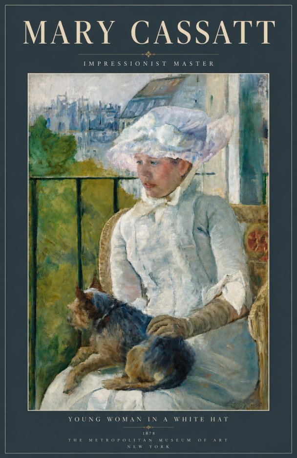 Mary Cassatt Young Woman in a White Hat No4 - Affiche