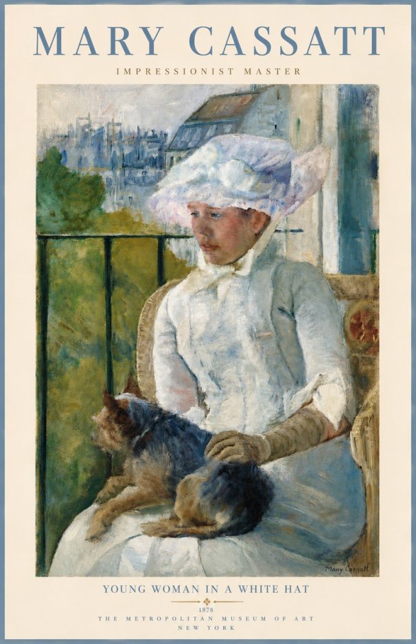 Mary Cassatt Young Woman in a White Hat No5 - Affiche
