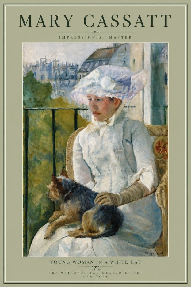 Mary Cassatt Young Woman in a White Hat No6 - Affiche