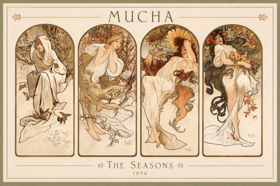 Mucha The Seasons No2 - Affiche