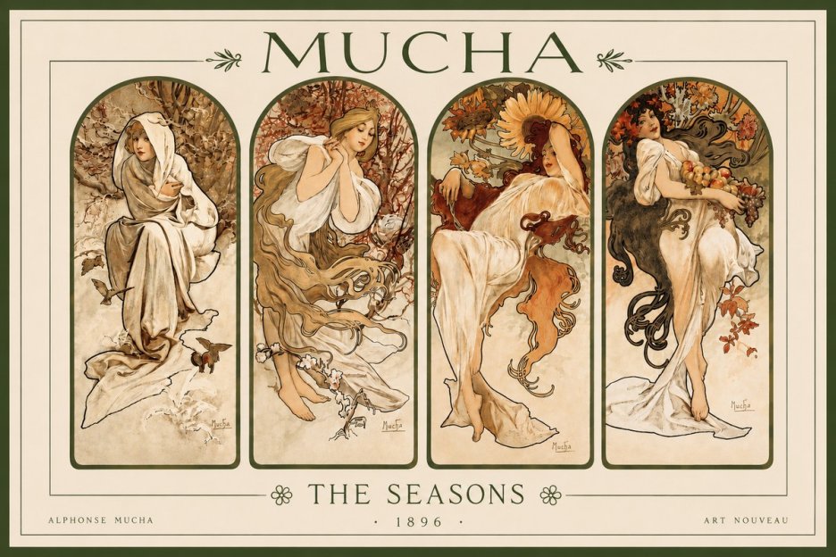 Mucha The Seasons No3 - Affiche