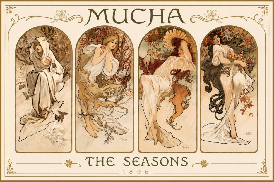Mucha The Seasons No6 - Affiche