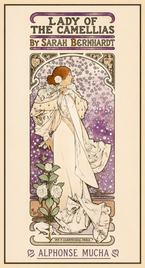 Mucha Lady of the Camellias No1 - Affiche