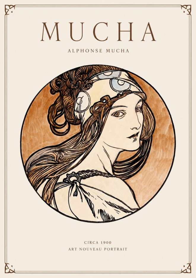 Mucha Art Nouveau Portrait I No1 - Affiche
