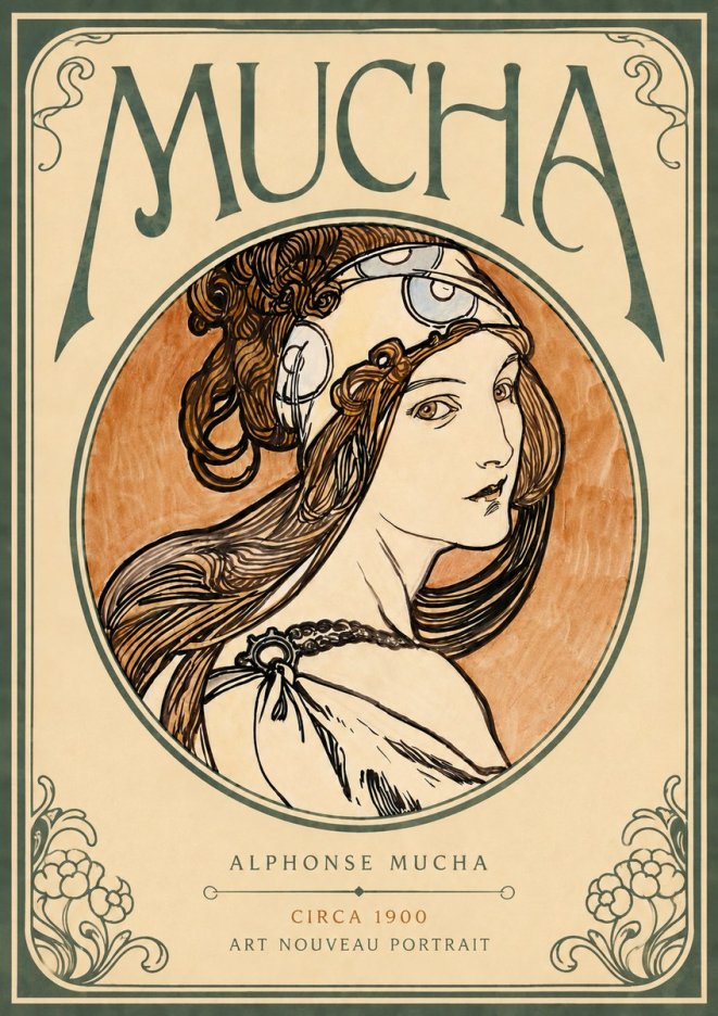 Mucha Art Nouveau Portrait I No4 - Affiche