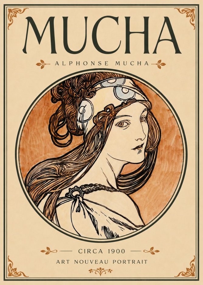Mucha Art Nouveau Portrait I No6 - Affiche