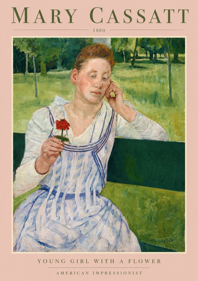 Mary Cassatt Young Girl with a Flower No5 - Affiche