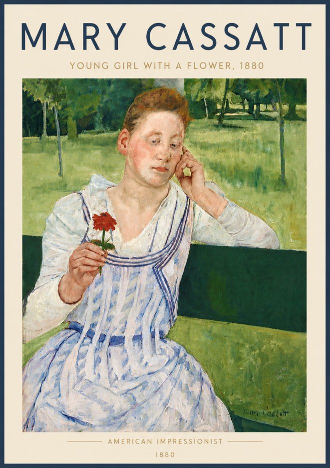 Mary Cassatt Young Girl with a Flower No6 - Affiche