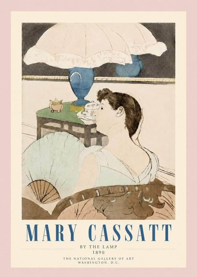 Mary Cassatt By the Lamp No3 - Affiche