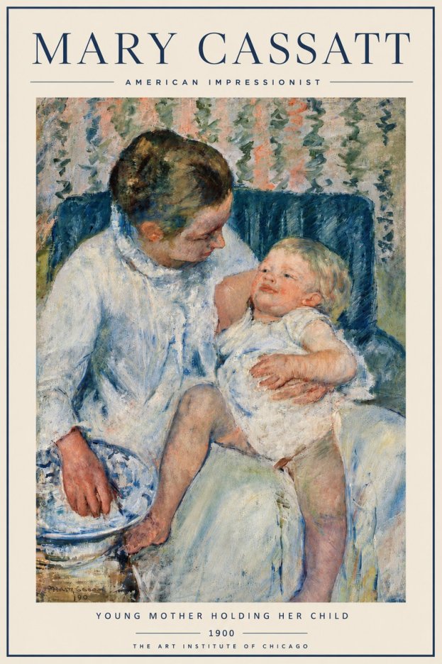 Mary Cassatt Young Mother Holding Her Child No3 - Affiche