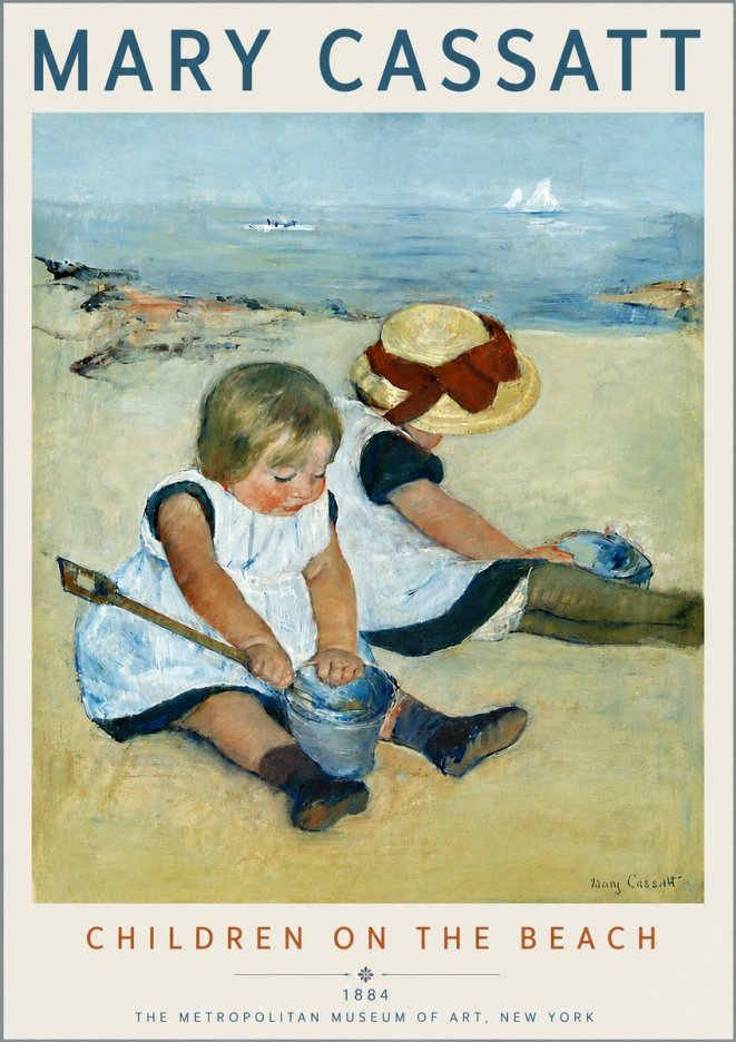 Mary Cassatt Children on the Beach No4 - Affiche