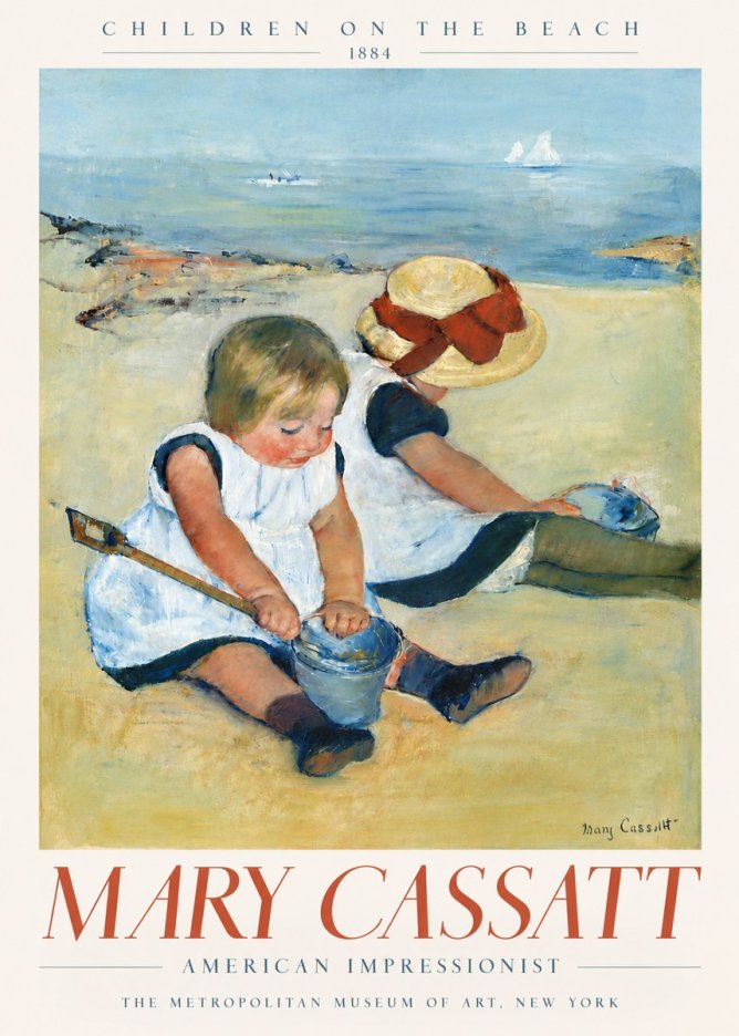 Mary Cassatt Children on the Beach No6 - Affiche