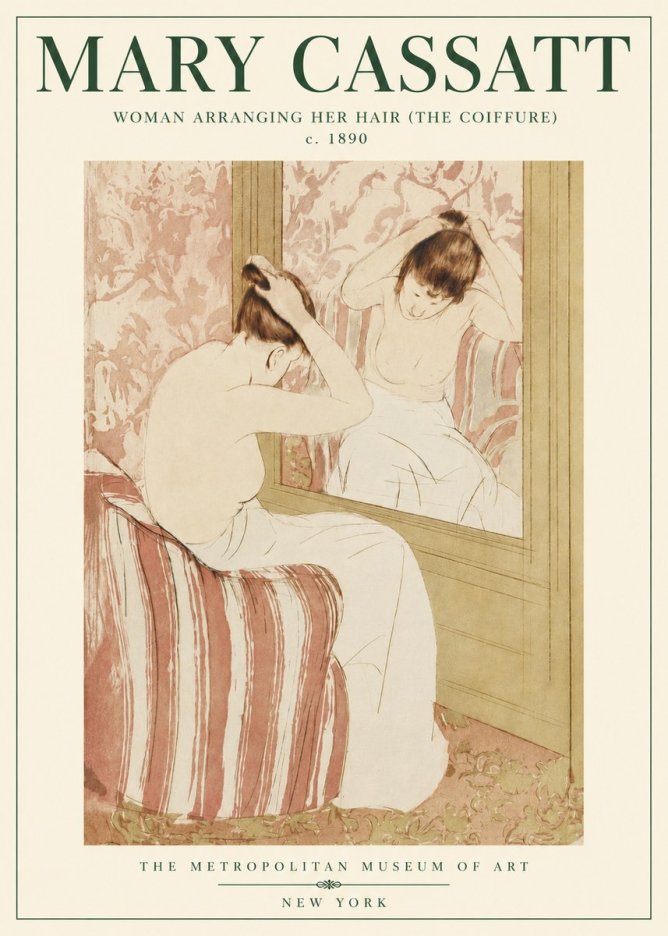 Mary Cassatt Woman Arranging Her Hair (the Coiffure) No3 - Affiche
