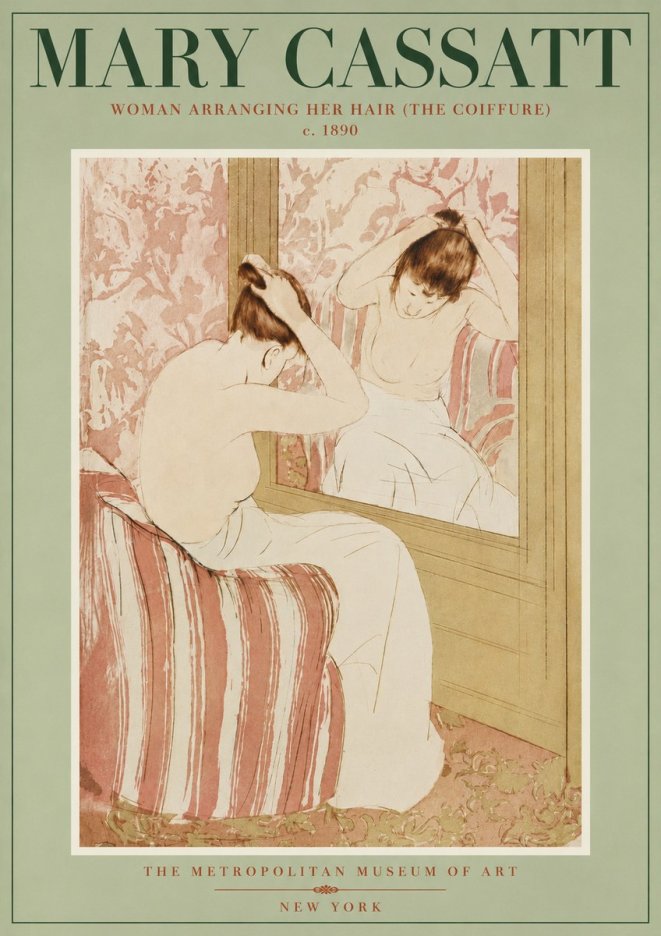 Mary Cassatt Woman Arranging Her Hair (the Coiffure) No4 - Affiche