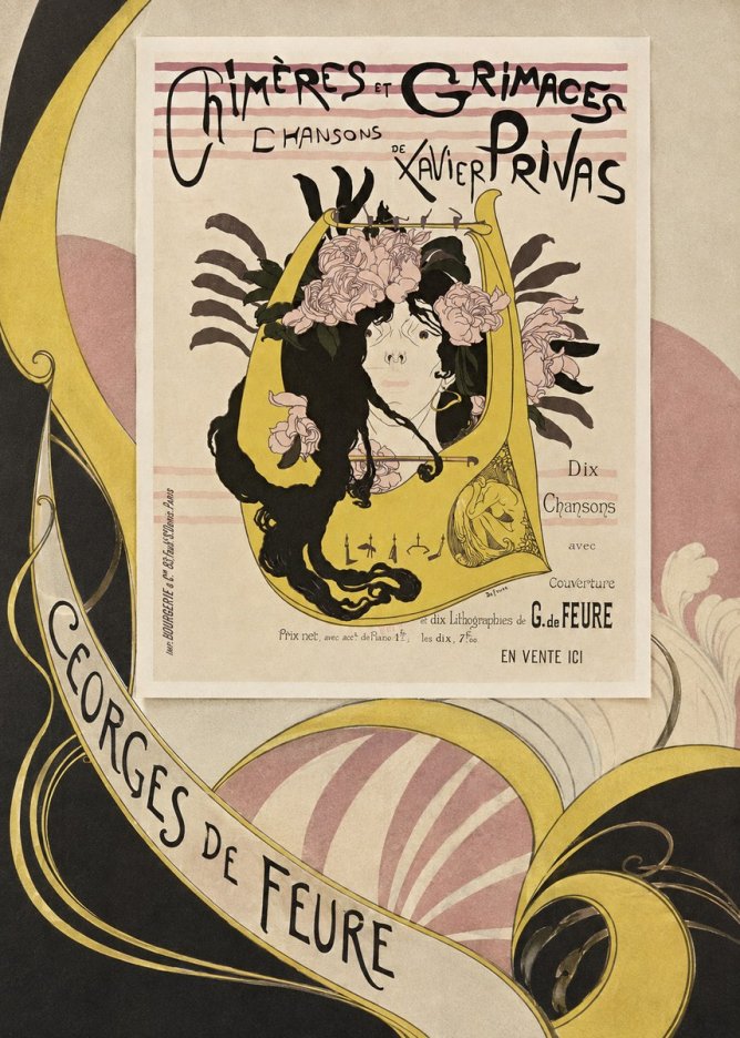 Georges de Feure Chimères Et Grimaces Chansons De Xavier Privas No4 - Affiche