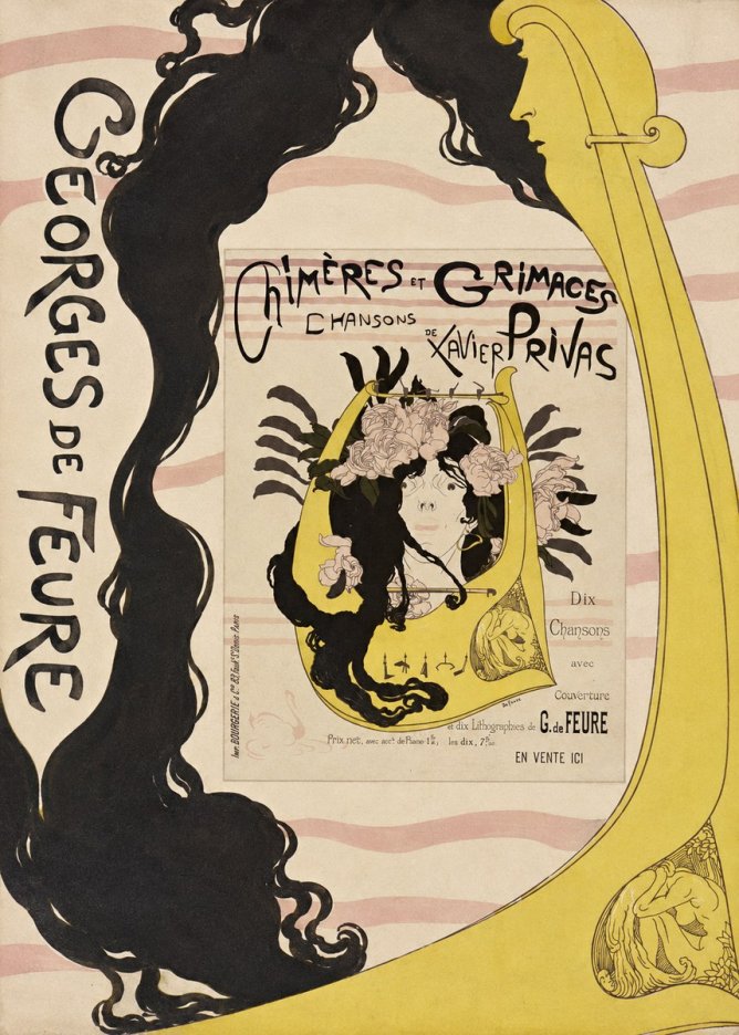 Georges de Feure Chimères Et Grimaces Chansons De Xavier Privas No5 - Affiche