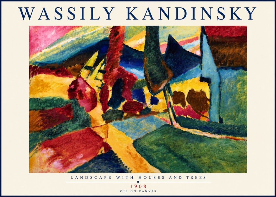 Kandinsky Landscape with Houses and Trees No4 - Affiche