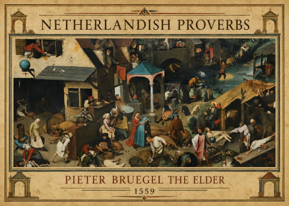 Pieter Bruegel Netherlandish Proverbs III No1 - Affiche