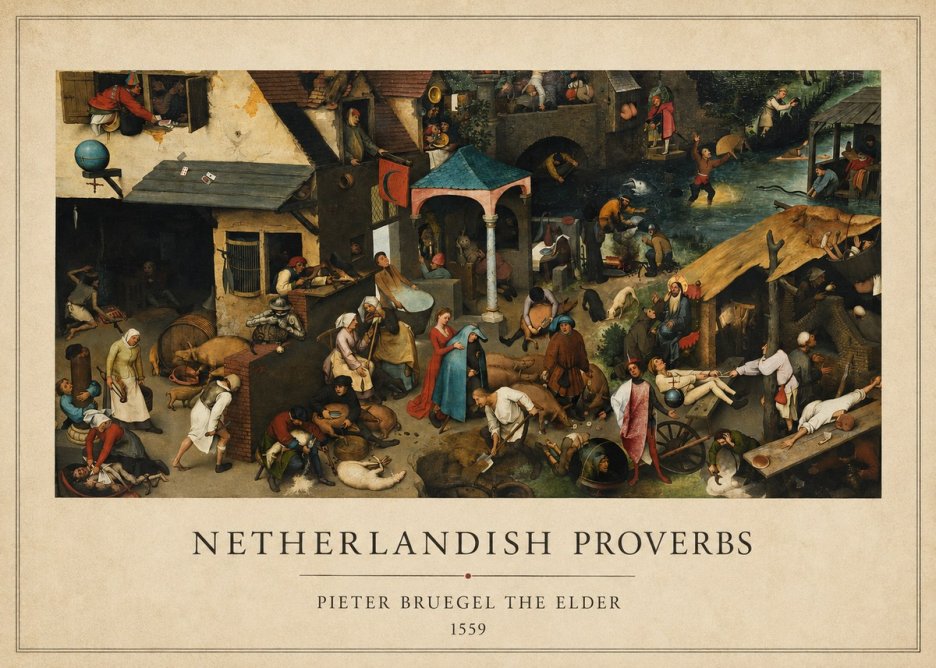 Pieter Bruegel Netherlandish Proverbs III No6 - Affiche
