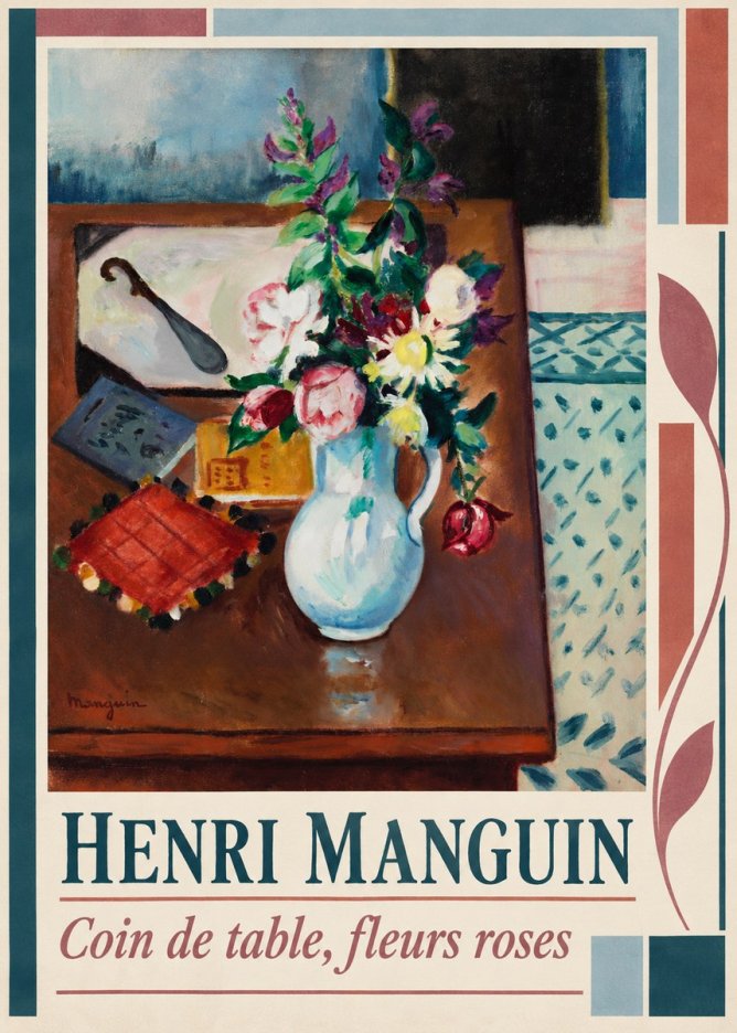 Henri Manguin Coin De Table, Fleurs Roses No5 - Affiche