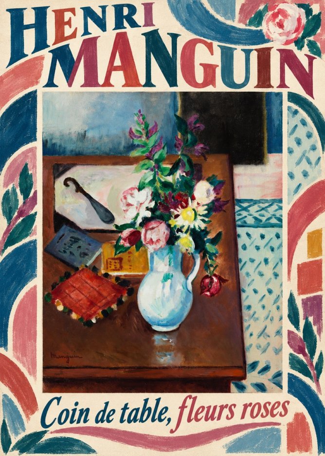 Henri Manguin Coin De Table, Fleurs Roses No6 - Affiche