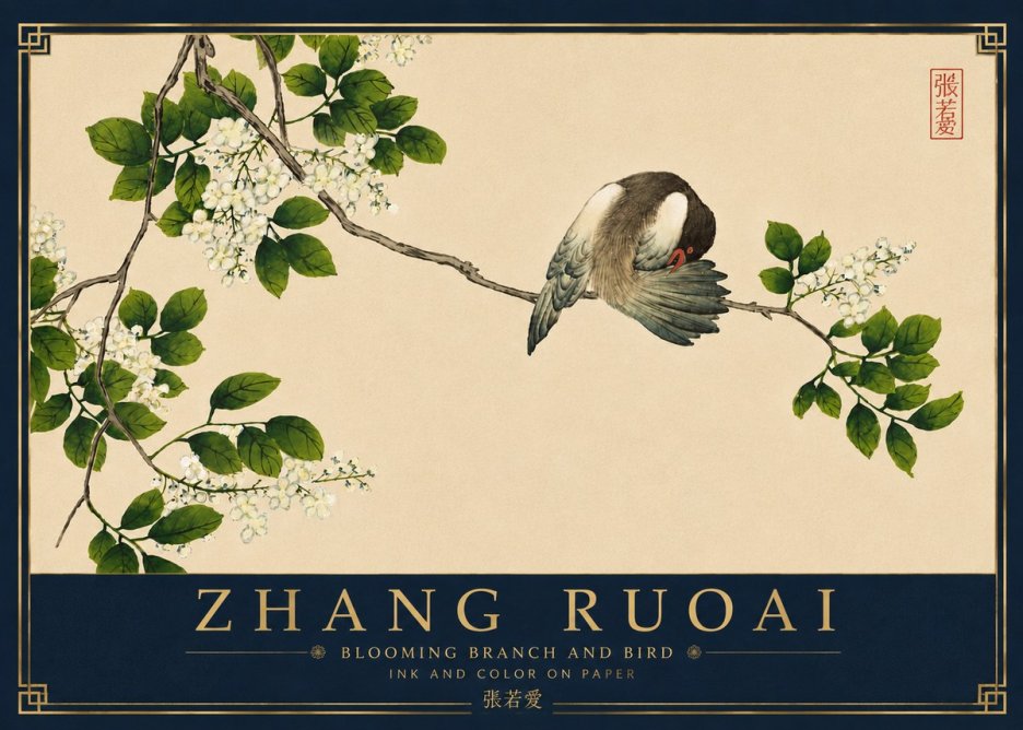 Zhang Ruoai Bird and Blossom No6 - Affiche