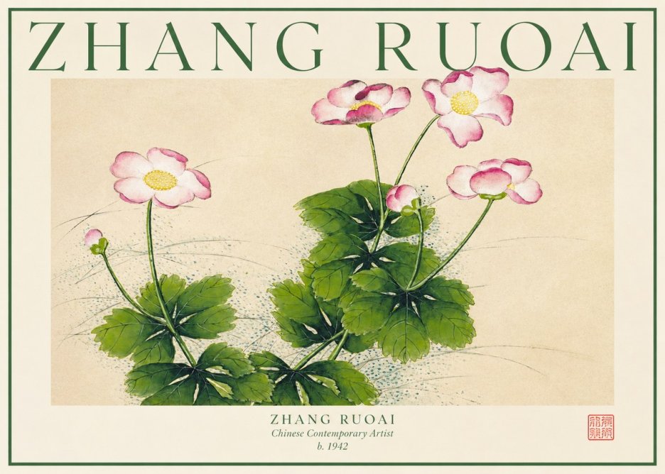 Zhang Ruoai Pink Anemones No1 - Affiche