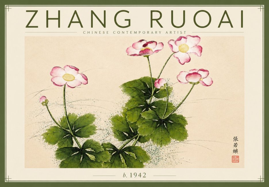 Zhang Ruoai Pink Anemones No4 - Affiche