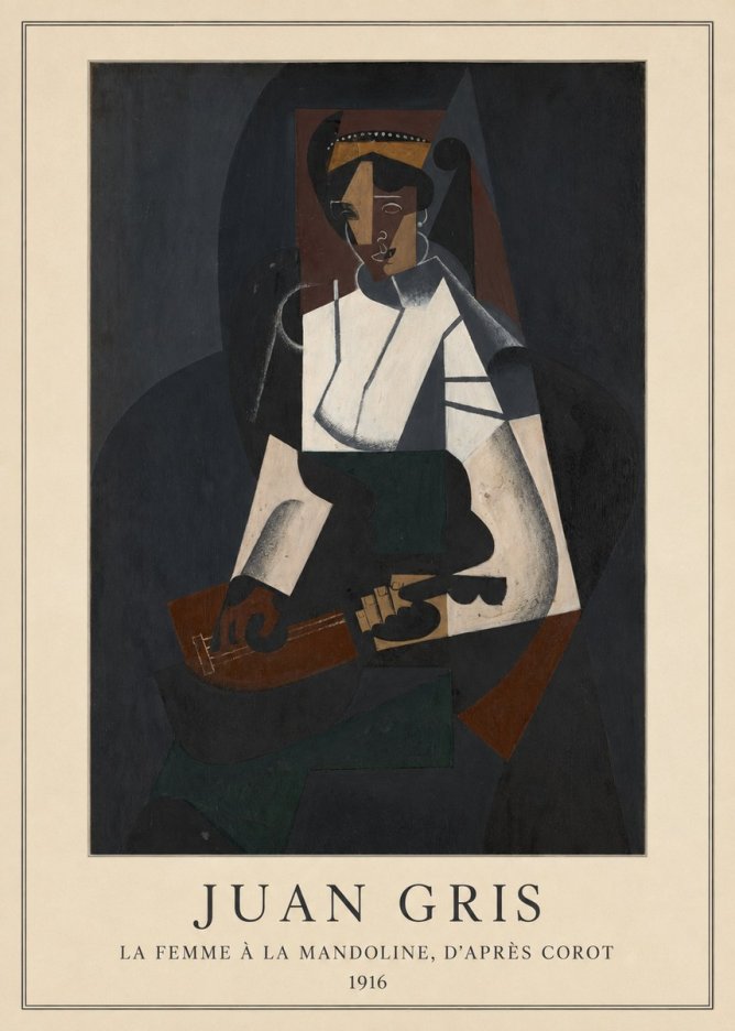 Juan Gris La Femme À La Mandoline, D'après Corot No4 - Affiche