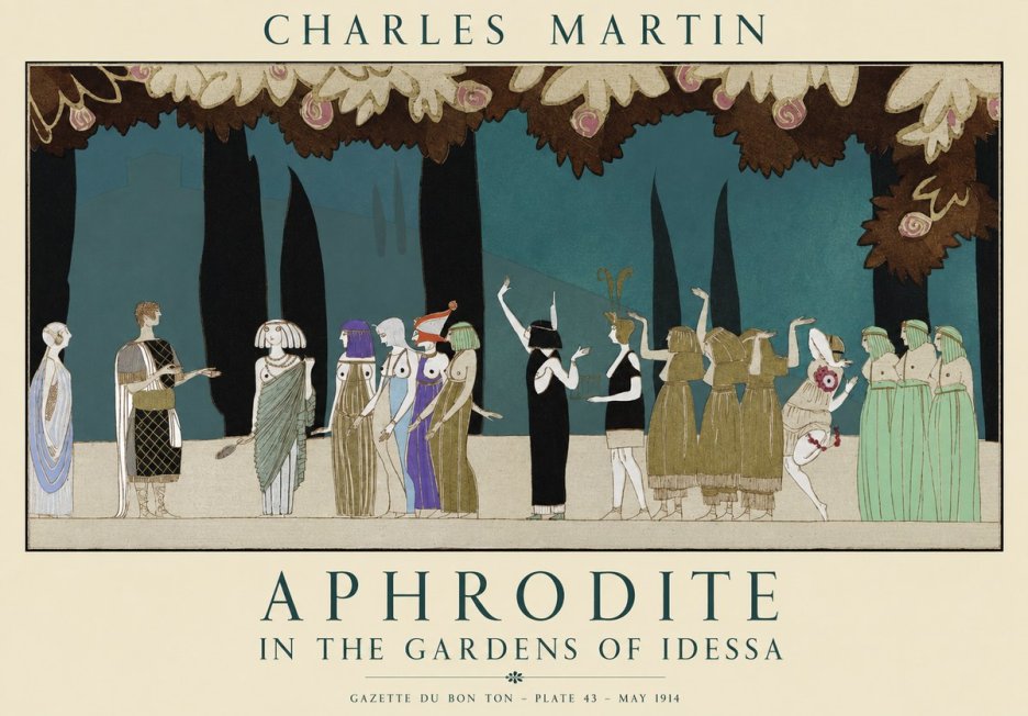 Charles Martin Aphrodite in the Gardens of Idessa No1 - Affiche