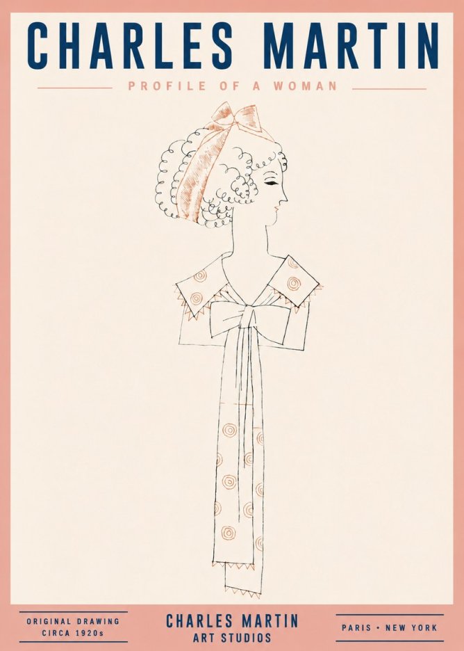 Charles Martin Profile of a Woman No2 - Affiche