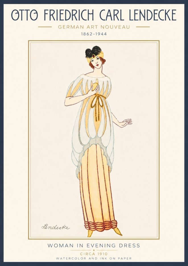 Otto Friedrich Carl Lendecke Woman in Evening Dress No4 - Affiche