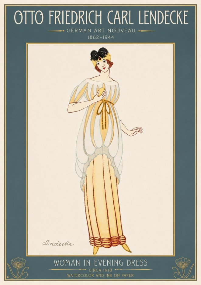 Otto Friedrich Carl Lendecke Woman in Evening Dress No6 - Affiche
