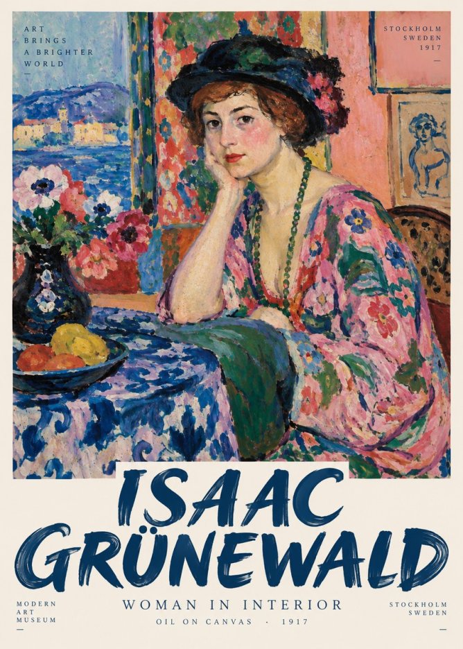 Isaac Grünewald Woman in Interior No3 - Affiche
