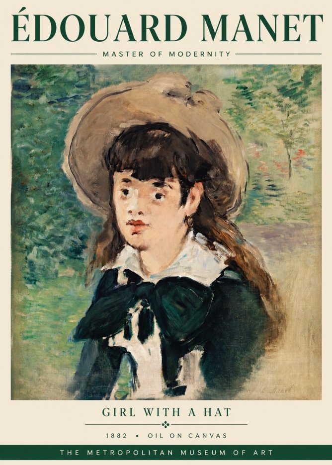 Édouard Manet Girl with a Hat No3 - Affiche